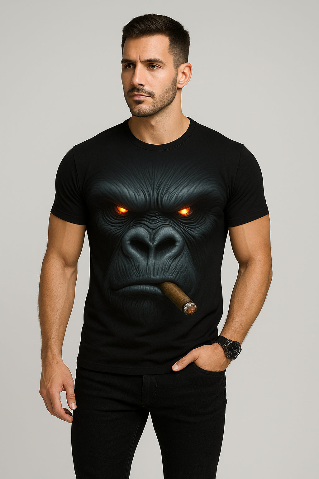 3D Gorilla Monkey Polyblend Print T-shirt For Men