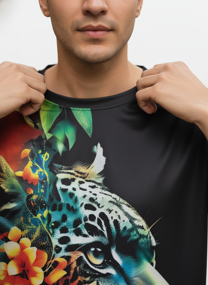 Vintage Animal T Shirt For Men 3D Fierce Leopard Print Tees Summer Short Sleeve Holiday T-Shirts Loose Clothing O-neck Pullover