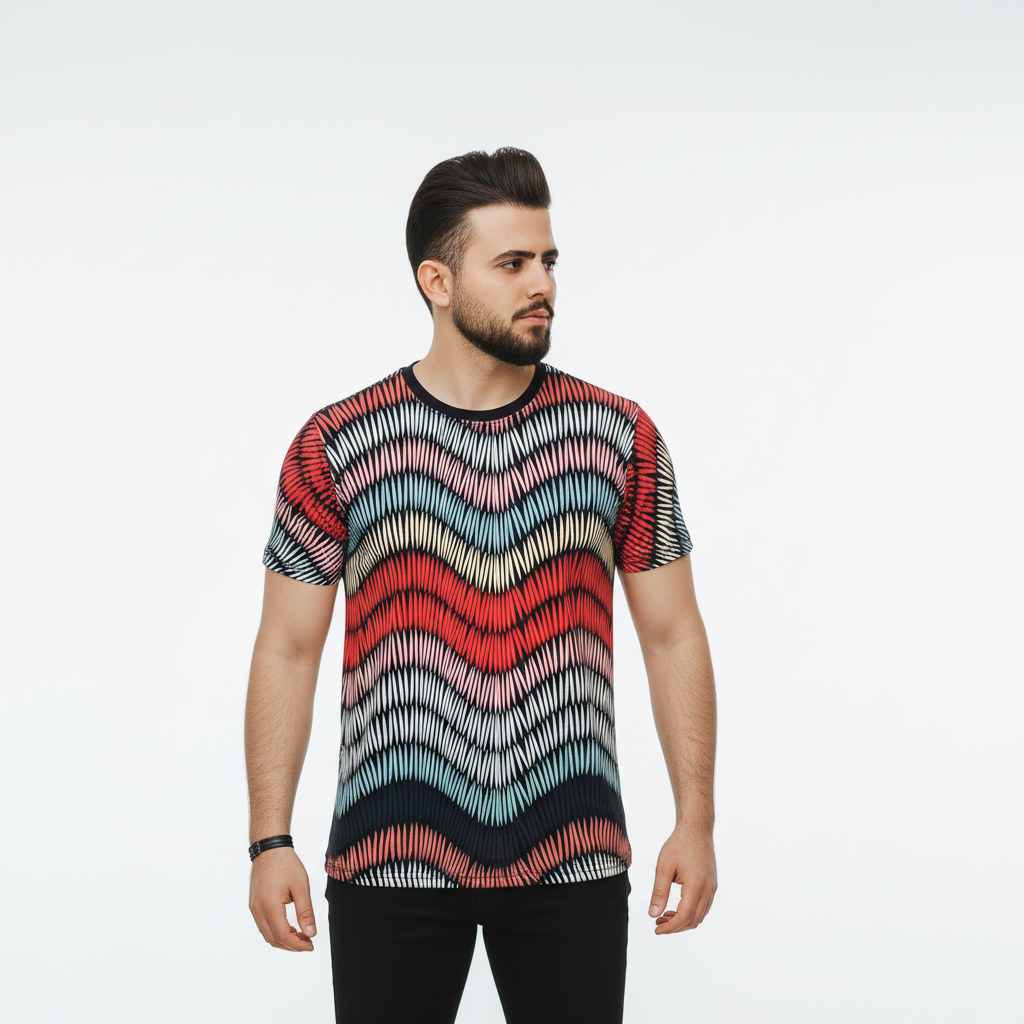Printed Stretch Short Sleeve T Shirt for Men - UD FABRIC