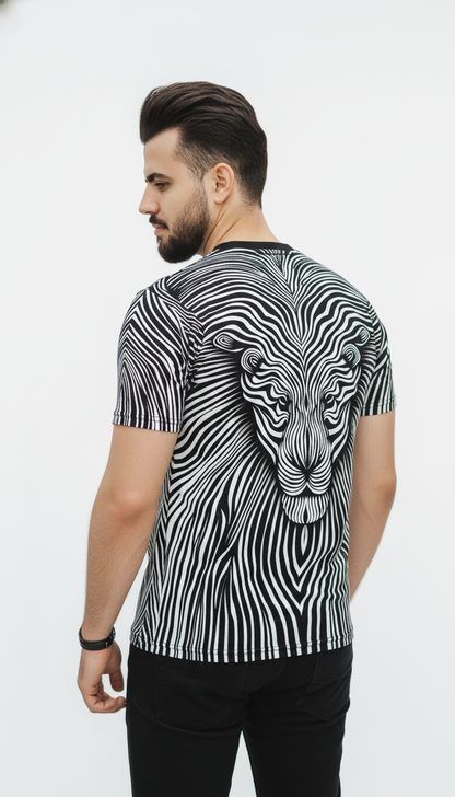 2-Pack Men's 3D Realistic Lion Graphic T-Shirts 2-Pack ( Black-White Lion)