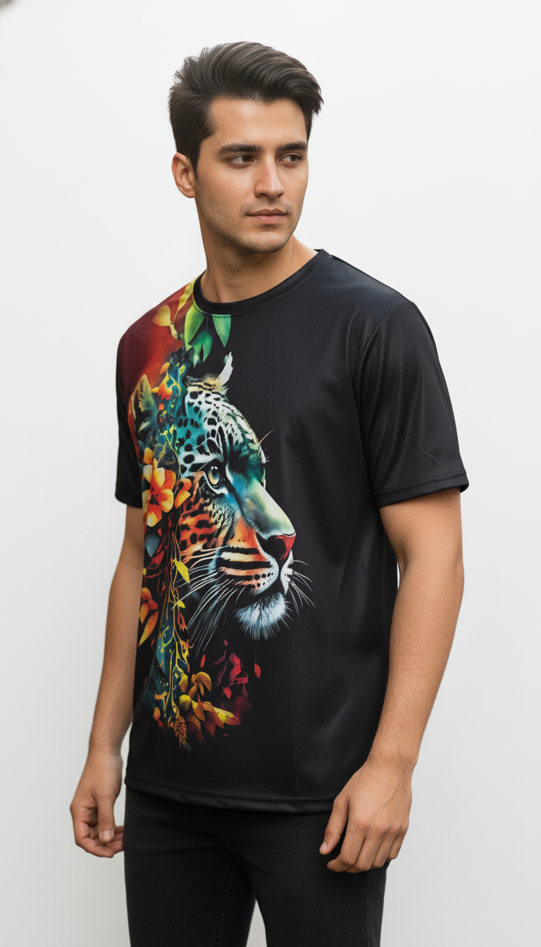 Vintage Animal T Shirt For Men 3D Fierce Leopard Print Tees Summer Short Sleeve Holiday T-Shirts Loose Clothing O-neck Pullover
