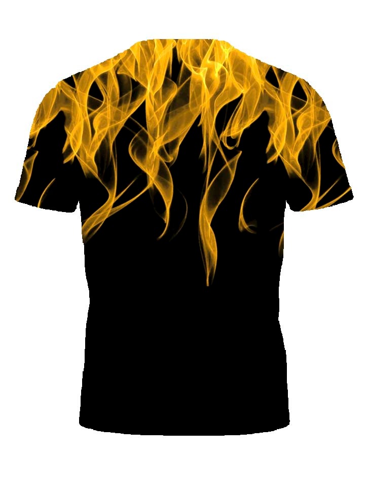 Cool 3D Flame Print T-Shirt Casual Funny Fire Pattern Pullover Unisex Fashion Tops Yellow - UD FABRIC - Your Style our Design