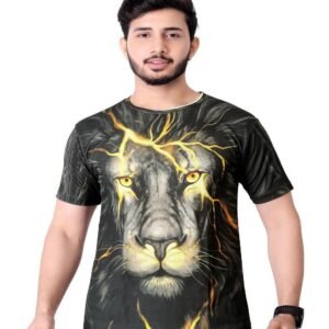 Lion T Shirt Men Animal Shirt Lightning Lions King for Men Short Sleeve