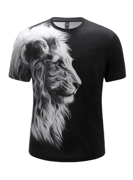 Black Lion Face Vintage Animal T Shirt for Men 3D Fierce Leopard Print Tees Summer Short Sleeve Holiday T-Shirts Loose Clothing O-neck Pullover
