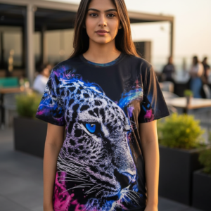 Tiger Printed Oversized Women’s T-Shirt | Polycotton Half Sleeve Casual Tee