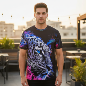 T-shirt, Men's Casual Street Style Stretch Round Neck Tee Shirt For Summer