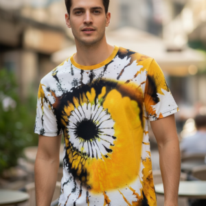 Color Block Style T-Shirts for Men | Spiral Streak Print Short Sleeve Shirt | Casual Summer Tee- RED