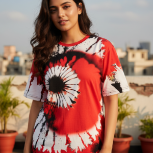 Color Block Printed Polycotton Half Sleeve Oversized Animal T-Shirt for Women