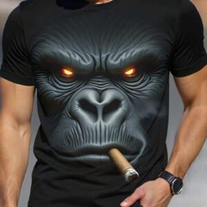 3D Gorilla Monkey Polyblend Print T-shirt For Men
