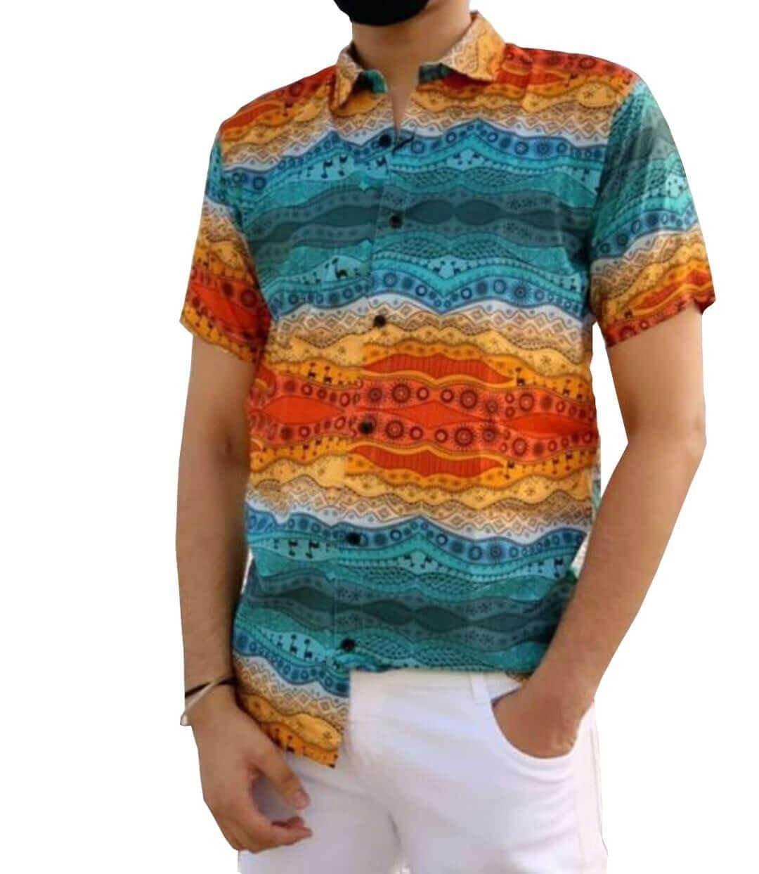 Hawaiian Shirts | Stretch Short Sleeve Printed Shirt for Men
