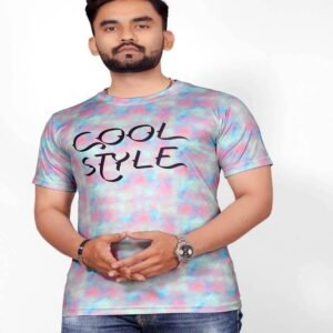 Sky Printed Stretch Striped Short Sleeve T Shirt for Men - UD FABRIC