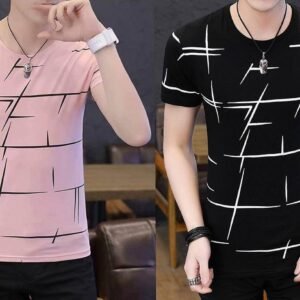 Pack of 2 Combo Lycra Casual Printed Short Sleeve T-Shirts