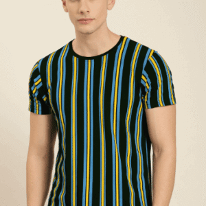 Men's Short Sleeve Striped Printed Multi Color T-Shirts